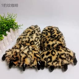 Soft Furry Slippers For Home Man Plush Fuzzy Home Shoes Slippers For Boys Funny Animal Slides Men's Bear Paw Slippers Cosplay