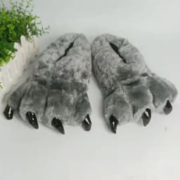 Soft Furry Slippers For Home Man Plush Fuzzy Home Shoes Slippers For Boys Funny Animal Slides Men's Bear Paw Slippers Cosplay