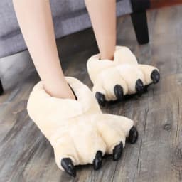 Soft Furry Slippers For Home Man Plush Fuzzy Home Shoes Slippers For Boys Funny Animal Slides Men's Bear Paw Slippers Cosplay