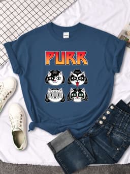Cat Printing Female T-shirts Fashion Style Clothes Oversize T-shirt Harajuku Basic Clothing Summer Spring Gothic Women Tshirts