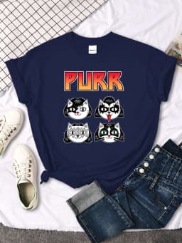 Cat Printing Female T-shirts Fashion Style Clothes Oversize T-shirt Harajuku Basic Clothing Summer Spring Gothic Women Tshirts