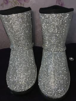 bling bling rhinestone snow boots woman thick flat whole rhinestones winter boots glitter pink back crystal snow boots