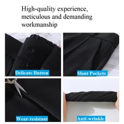 Women Black Front Slit Pants Chic Fashion Office Lady Long Straight Trousers Elastic High Waist Pencil Loose Trousers Jumpsuits