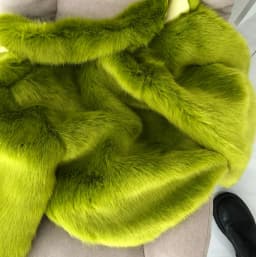 Winter Turn down Collar Lapel Hairy Shaggy Soft Faux Fur Coat Green Women Long Sleeve Furry Fur Warm Jacket Short Outerwear