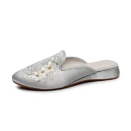 Ethnic Embroidered Satin Slippers for Women Vintage Dress Slides Female Backless Sandals, Spring and Summer Shoes
