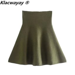 Knitted Skirt Suits For Women Two Piece Set Women Skirt Zipper Solid Color Tops High-Waisted Mini Skirt 2021 Women Knitted Suit