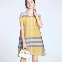 Miyake Pleated French Mini Dress for Women, High-end, Western-style, Loose, Age-reducing Print, Striped, New Clothing, 2022