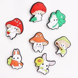 1Pcs Bright Mushroom Rabbit Animals PVC Shoe Charms DIY Wristbands Sandals Shoes Decorations Buckle Clog Party Gift