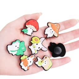 1Pcs Bright Mushroom Rabbit Animals PVC Shoe Charms DIY Wristbands Sandals Shoes Decorations Buckle Clog Party Gift