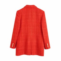 xikom 2021 Tweed Two pieces set Women red Vintage V Neck Long Sleeve Office Lady slim Blazer Coat Female Hight Waist skirt suit