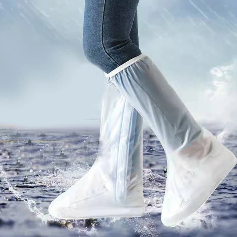 2023 New High Tube Waterproof Shoe Cover Long Length Slip-resistant Zipper Rain Boots Overshoes Waterproof Rainy Days Useful