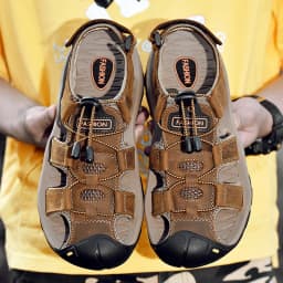 Summer Men Shoes Genuine Leather Men Sandals Outdoor Male Beach Slippers Man Sandals Plus Size 38-48