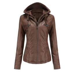 Autumn Winter Women Leather Jacket Hooded Removable PU Leather Jackets Motorcycle Long Sleeve Zipper Coat Black Outerwear S-4XL