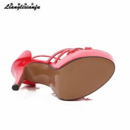 Summer Nightclub Female Sandals Ankle Strap Women Wedding Shoes 14cm Thin High Heels Waterproof Ladies Catwalk Shows Party Pumps