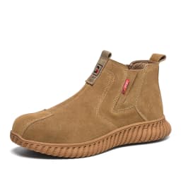 men fashion steel toe covers safety boots brand designer cow suede leather working shoes worker safe chelsea boot security botas