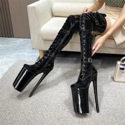 SDTRFT Female Over The Knee Buckle Red Boots 26cm Thin Heels Stilettos Platform Botas Mujer Ladies Shoes Woman PUNK Girl's Pumps
