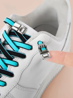 Magnetic Clip Buckle Free Flat Gradient Sneakers Elastic Fashion Slip-on Laces Men's Women's Lazy Shoelaces Black Rubber White