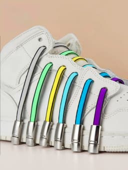 Magnetic Clip Buckle Free Flat Gradient Sneakers Elastic Fashion Slip-on Laces Men's Women's Lazy Shoelaces Black Rubber White
