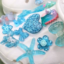 Hot Sale 1-16pcs Resin Shoe Charms Blue Moon Bear Fish Flower Heart Candy Accessories DIY Shoes Decoration For Kids X-mas Gift