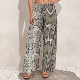 Snakeskin Print Straight Pants Animal Skin Sexy Wide Pants Ladies Oversized Beach Printed Trousers