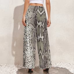 Snakeskin Print Straight Pants Animal Skin Sexy Wide Pants Ladies Oversized Beach Printed Trousers
