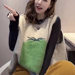 Knit Vests Woman Winter 2025 Aesthetic Sleeveless Sweater Vest Long Gillet Cute Gilets for Women Kawaii Waistcoat with Headings
