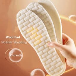 2023 New Wool Latex Insoles for Shoes Winter Warm Plush Snow Boots Shoe Sole Shoe Inserts Sports Insole for Feet Heating Pads