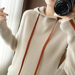 Thickened hooded 100% pure woolen sweater casual Korean hoodie women's autumn and winter new Korean casual knitting sweater