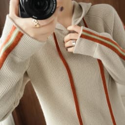 Thickened hooded 100% pure woolen sweater casual Korean hoodie women's autumn and winter new Korean casual knitting sweater