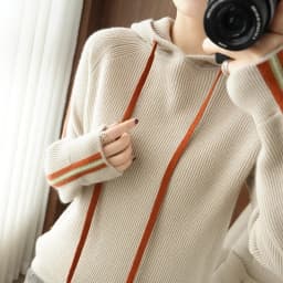 Thickened hooded 100% pure woolen sweater casual Korean hoodie women's autumn and winter new Korean casual knitting sweater