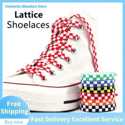 New Black White Checkered Grid Flat Shoelaces Printing Ribbons Shoe Laces Sneaker Man Women Mosaic Shoelaces Laces For Shoes