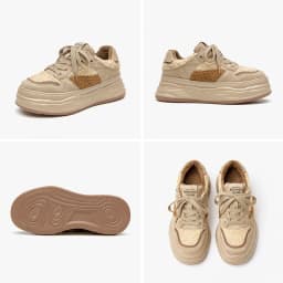 BeauToday Casual Sneakers Women Suede Leather Patchwork Cross Tied  Thick Sole Winter Warm Lady Vulcanize Shoes Handmade 29197