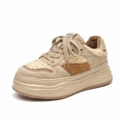BeauToday Casual Sneakers Women Suede Leather Patchwork Cross Tied  Thick Sole Winter Warm Lady Vulcanize Shoes Handmade 29197