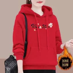 UHYTGF M-4XL Hoodie Women's Fashion Print Pullover Hooded Winter Sweatshirts Jacket Female Korean Loose Casual Ladies Coat 2322