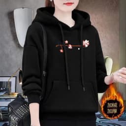 UHYTGF M-4XL Hoodie Women's Fashion Print Pullover Hooded Winter Sweatshirts Jacket Female Korean Loose Casual Ladies Coat 2322