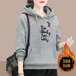 UHYTGF M-4XL Hoodie Women's Fashion Print Pullover Hooded Winter Sweatshirts Jacket Female Korean Loose Casual Ladies Coat 2322
