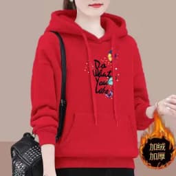 UHYTGF M-4XL Hoodie Women's Fashion Print Pullover Hooded Winter Sweatshirts Jacket Female Korean Loose Casual Ladies Coat 2322
