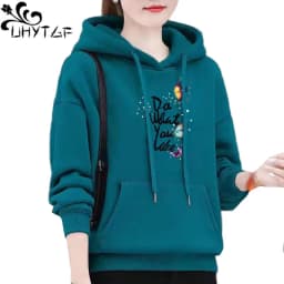 UHYTGF M-4XL Hoodie Women's Fashion Print Pullover Hooded Winter Sweatshirts Jacket Female Korean Loose Casual Ladies Coat 2322