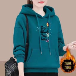 UHYTGF M-4XL Hoodie Women's Fashion Print Pullover Hooded Winter Sweatshirts Jacket Female Korean Loose Casual Ladies Coat 2322