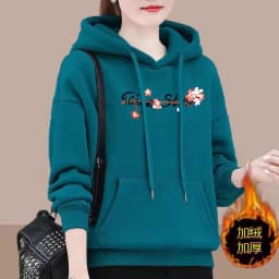 UHYTGF M-4XL Hoodie Women's Fashion Print Pullover Hooded Winter Sweatshirts Jacket Female Korean Loose Casual Ladies Coat 2322