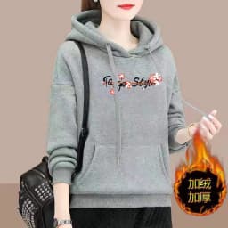 UHYTGF M-4XL Hoodie Women's Fashion Print Pullover Hooded Winter Sweatshirts Jacket Female Korean Loose Casual Ladies Coat 2322
