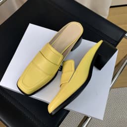 MKKHOU Fashion Sandals Women New High Quality Genuine Soft Leather Square Toe Open Heel Muller Shoes Outside Casual Slippers