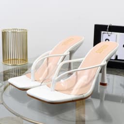 Shoes for Women 2026 Designer Luxury New Stiletto Flip Flops Clip Toe Outdoor Transparent Slippers Black Temperament Sandals 9CM