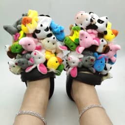 2025 Women Home Slippers Summer Cute Plush Animal Decorative Slippers Fashion Wearing Slippers Non-slip Flat Shoes Ladies Shoes