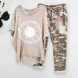 Womens Two Piece Camouflage Set Summer Outfits for Women Cotton Linen Suit 2023 Casual Print Short Sleeve Harajuku