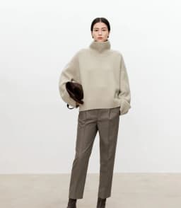 Turtleneck pure cashmere sweater female loose and thick languid lazy wind pullover sweater knitting base WOOL sweater