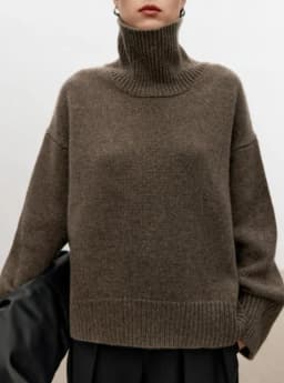 Turtleneck pure cashmere sweater female loose and thick languid lazy wind pullover sweater knitting base WOOL sweater
