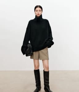 Turtleneck pure cashmere sweater female loose and thick languid lazy wind pullover sweater knitting base WOOL sweater