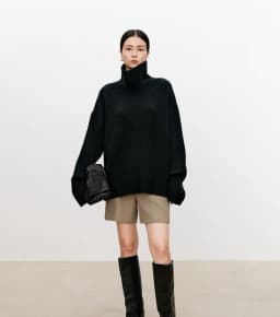 Turtleneck pure cashmere sweater female loose and thick languid lazy wind pullover sweater knitting base WOOL sweater