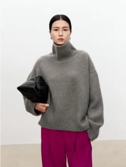 Turtleneck pure cashmere sweater female loose and thick languid lazy wind pullover sweater knitting base WOOL sweater